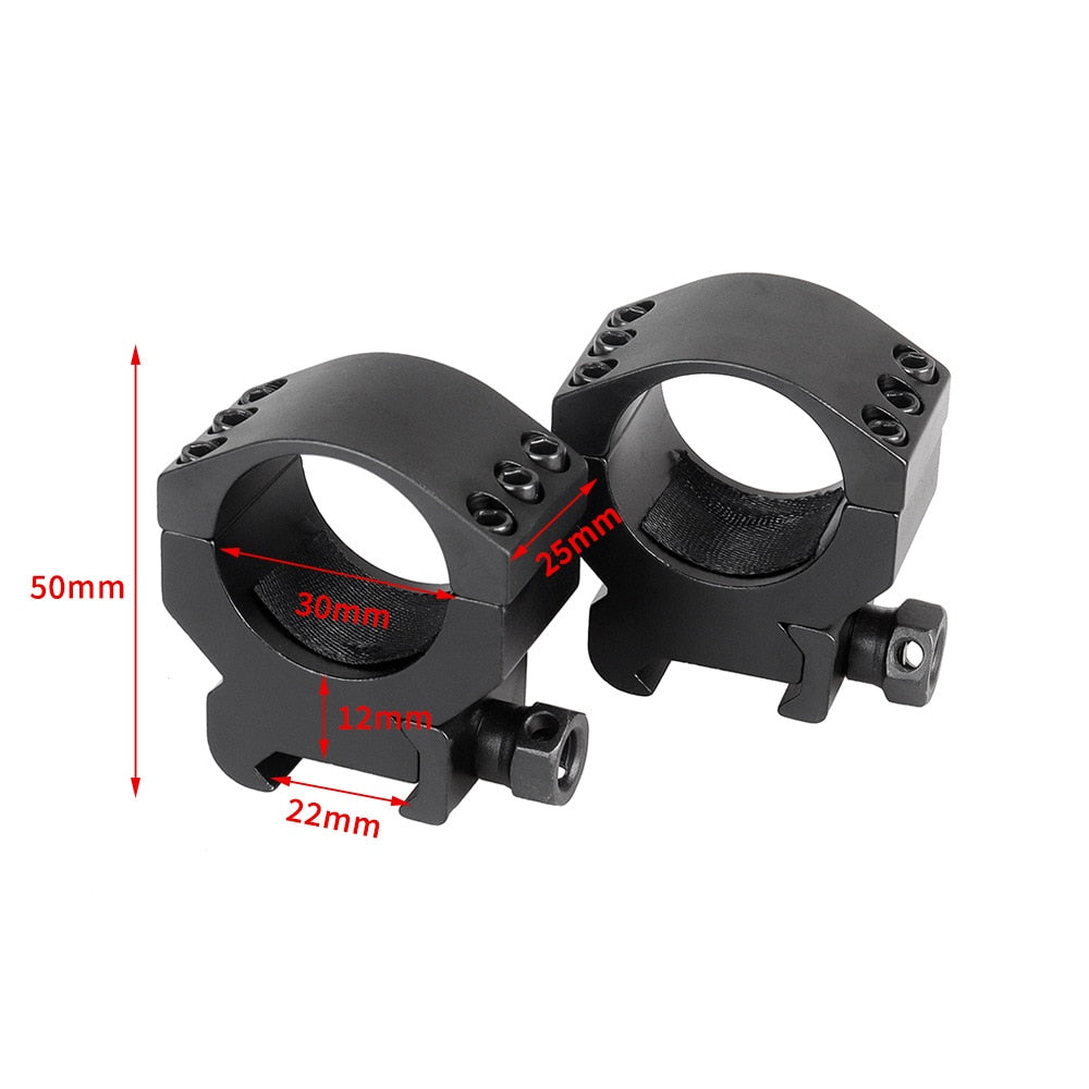 Una coppia di anelli di montaggio per cannocchiale da 30 mm e anelli per binari Picatinny da 20 mm per accessori da caccia