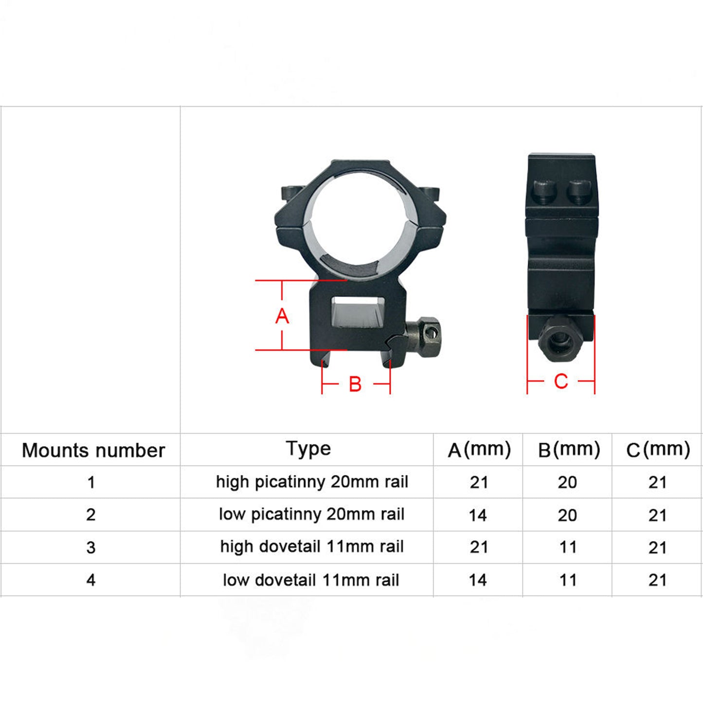 Anello in alluminio da 30 mm e supporto per telescopio da 21 mm per telescopi con diversi ingrandimenti