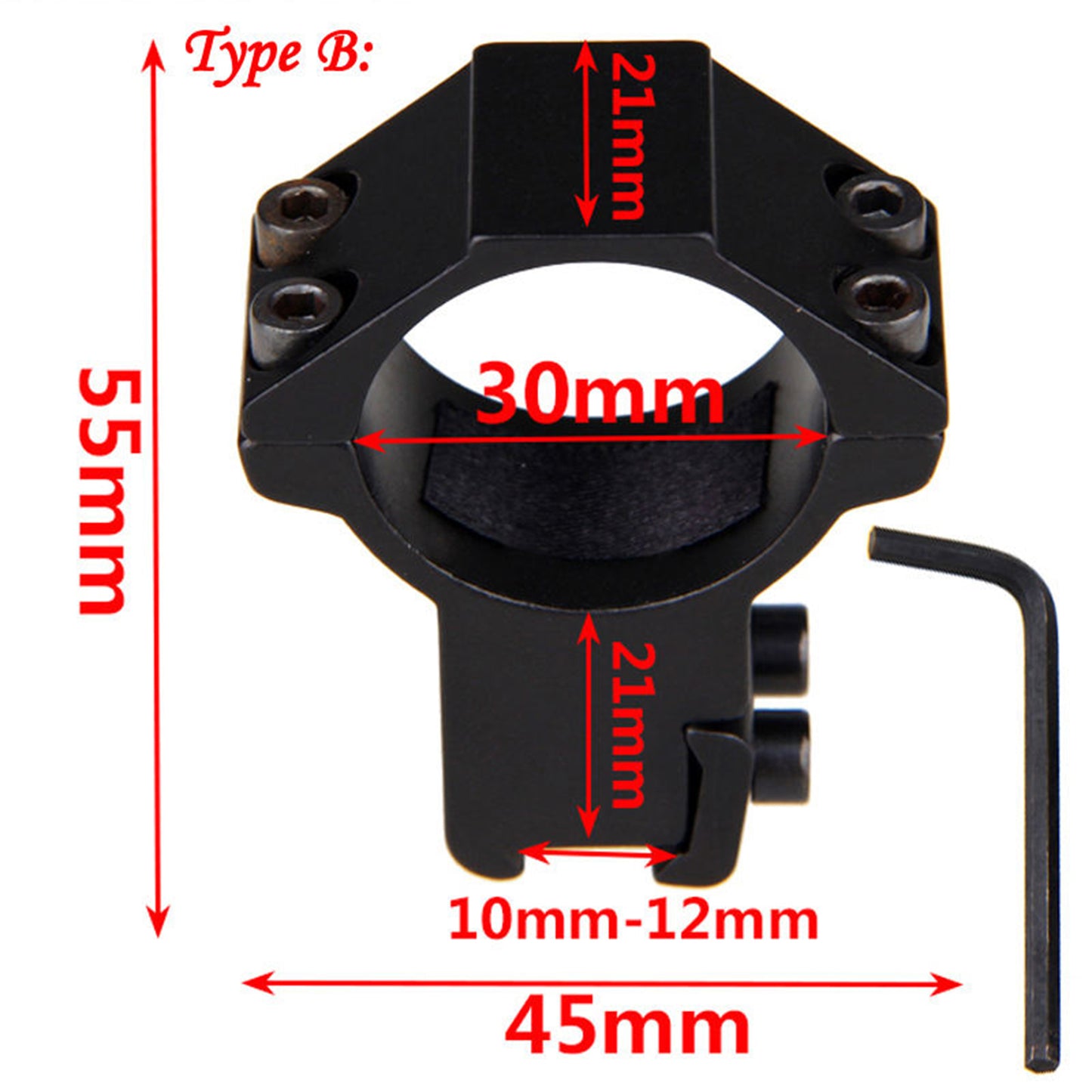 Anello in alluminio da 30 mm e supporto per telescopio da 21 mm per telescopi con diversi ingrandimenti